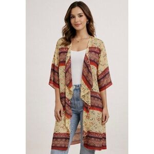 New LuLaRoe Multicolour Chiffon Floral Shirley Kimono Cover Up Duster Size Small